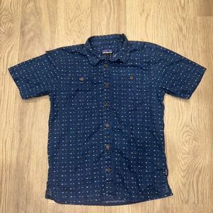 Patagonia Short Sleeve Button Up Patterned Mens Small Navy Blue